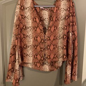 Buddy Love Bell Sleeve Snake Print Top